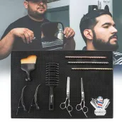 SILIPI Customized Logo Black Barber Tool Mat 11.8" x5.9" Barber Station Mat