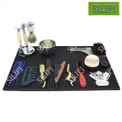 SILIPI Customized Logo Black Barber Tool Mat 11.8&quot; x5.9&quot; Barber Station Mat