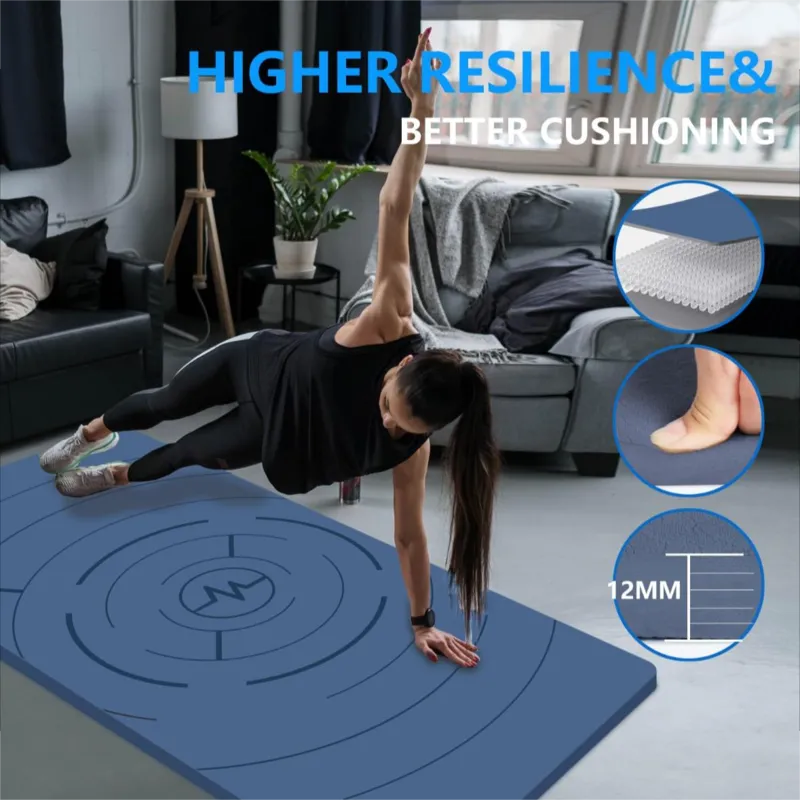 Long and wide 200 x 100 cm thick 6 mm / 12 mm TPE exercise mat Fitness mat