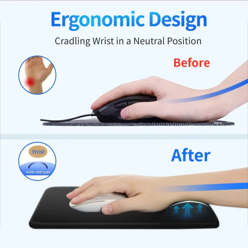 Ergonomic mouse pad, wrist support, mouse pad