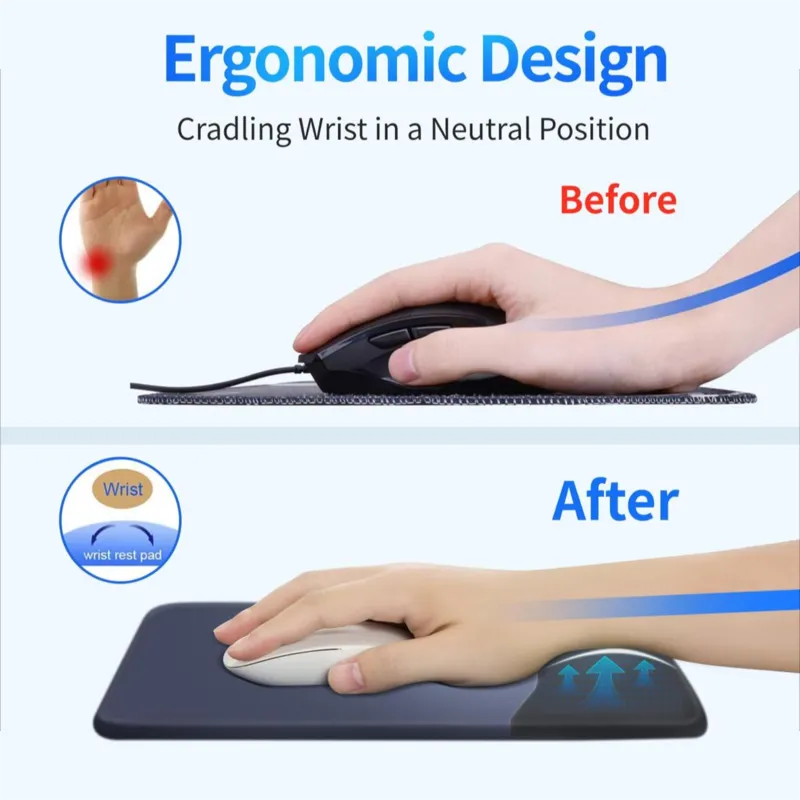 Gradient dark blue comfortable gel wrist and non-slip PU base for pain relief, computer, laptop, office, home