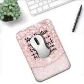 Pink strap wrist support, mouse pad with comfortable gel wrist and non-slip PU base mouse pad