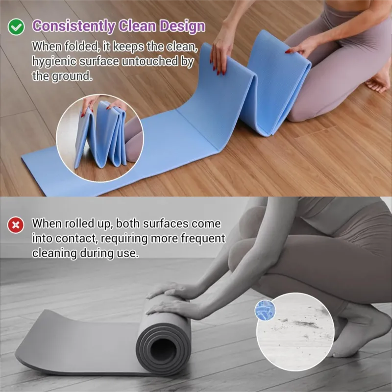 Eco-friendly PVC travel yoga mat Folding yoga mat can be packed with double-sided non-slip printed yoga mat