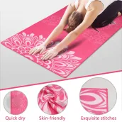 Pilates Fitness Towel Mat (185.4 cm x 63.5 cm, elephant pattern) Microfiber non-slip yoga mat