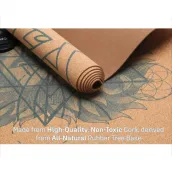 5 mm thick non-slip quality natural rubber cork yoga mat