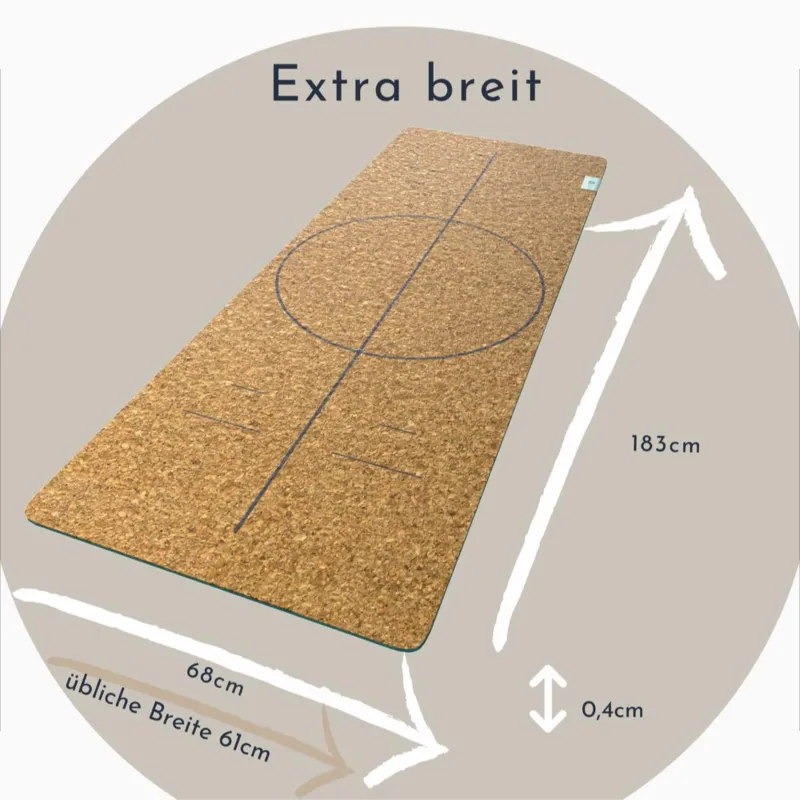 High quality natural rubber cork yoga mat 183 x 68 x 0.4 cm size non-slip and sweat absorption