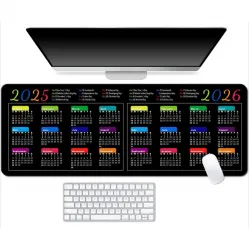 2025-20262 Calendar with Holiday Modern black business mouse pad