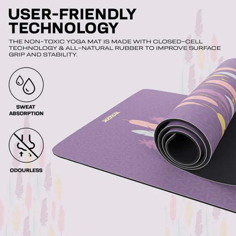 183 x 61 x 0.6 cm Purple non-slip portable Design Sweat absorbent - Sweat resistant natural rubber yoga mat