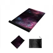 Natural rubber foldable lightweight suede leather printed travel yoga mat