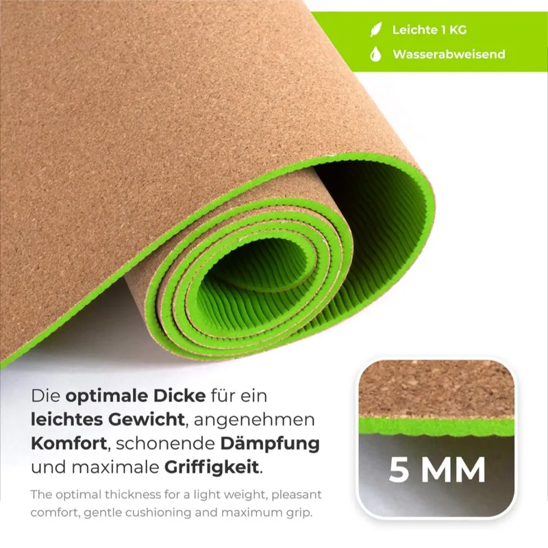 High quality cork yoga mat non-slip without harmful substances 183x61 cm