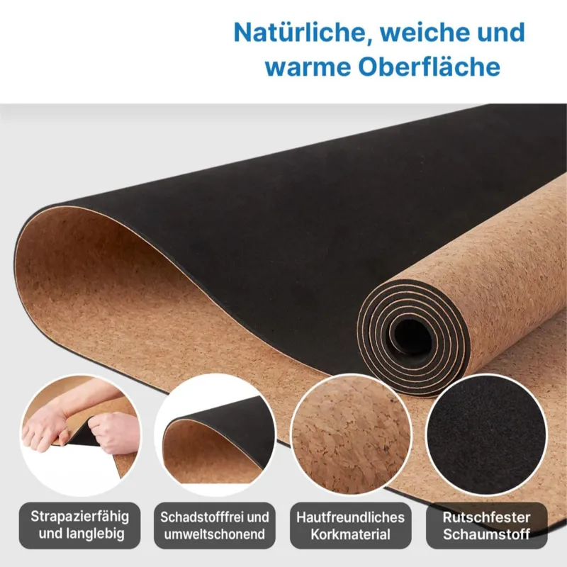 Easy care non-slip cork yoga mat