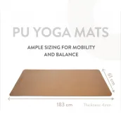 Brown non-slip 4mm thick 183x61cm PU cork yoga mat