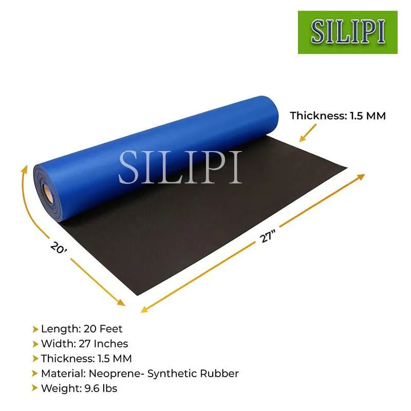 20' x 27" Blue Neoprene Floor Runner - Non Skid Bottom, Protect All Floor Surfaces