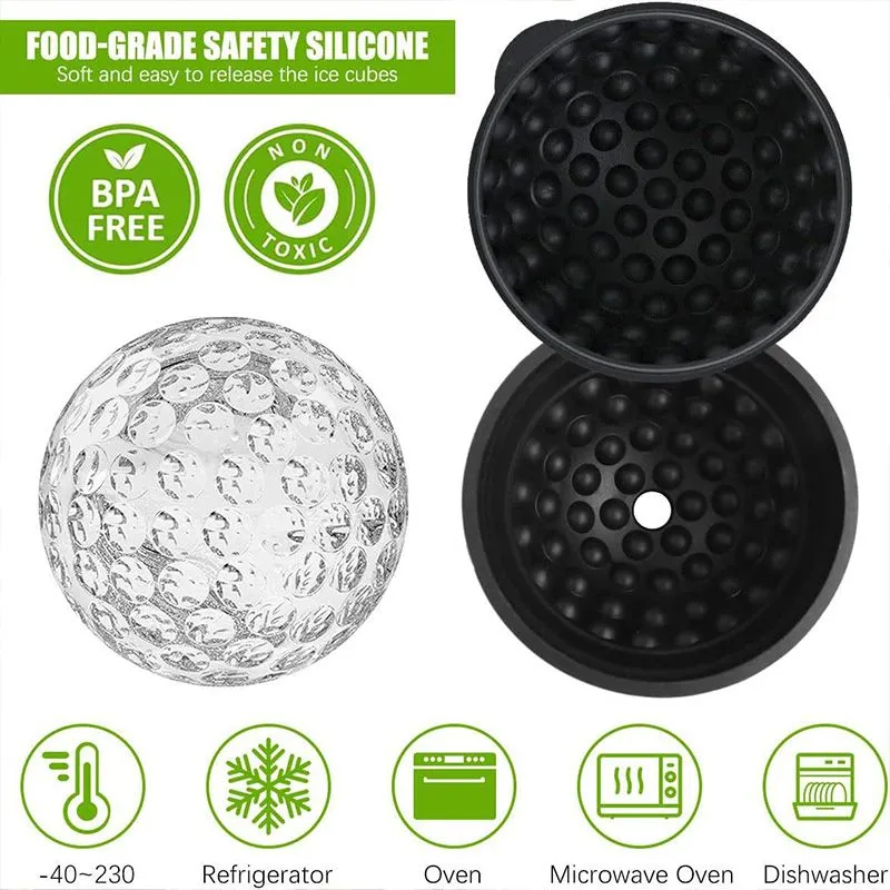 SILIPI Customizable Golf Ball Ice Molds, 3D Round Ball Ice Molds for Whiskey Cocktail Ball Ice Mold