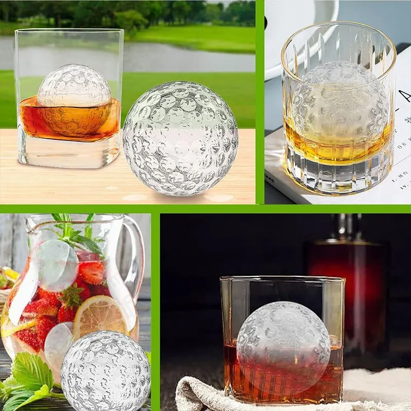 SILIPI Customizable Golf Ball Ice Molds, 3D Round Ball Ice Molds for Whiskey Cocktail Ball Ice Mold