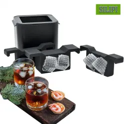 SILIPI Premium Clear Ice Cube Maker 4 Chamber Large Clear Diamond Ice Cube Tray for Whiskey Cocktails Bourbon