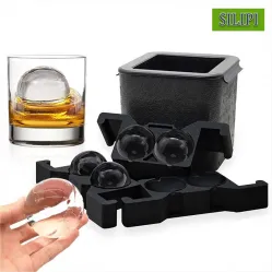 SILIPI Crystal Clear Ice Ball Maker,4 Cavity Large Clear Sphere Ice Mold,2.5” Round Ice Sphere Trays