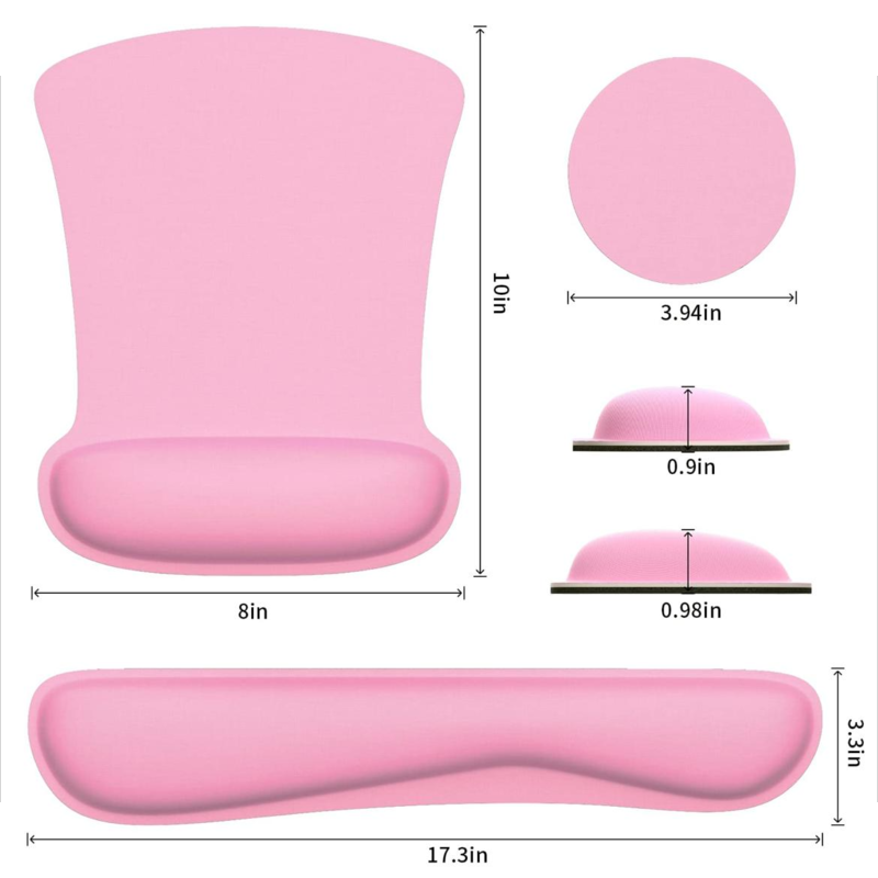 Ergonomic mouse pad wrist support and keyboard set Foam non-slip rubber base Cute mouse pad pink