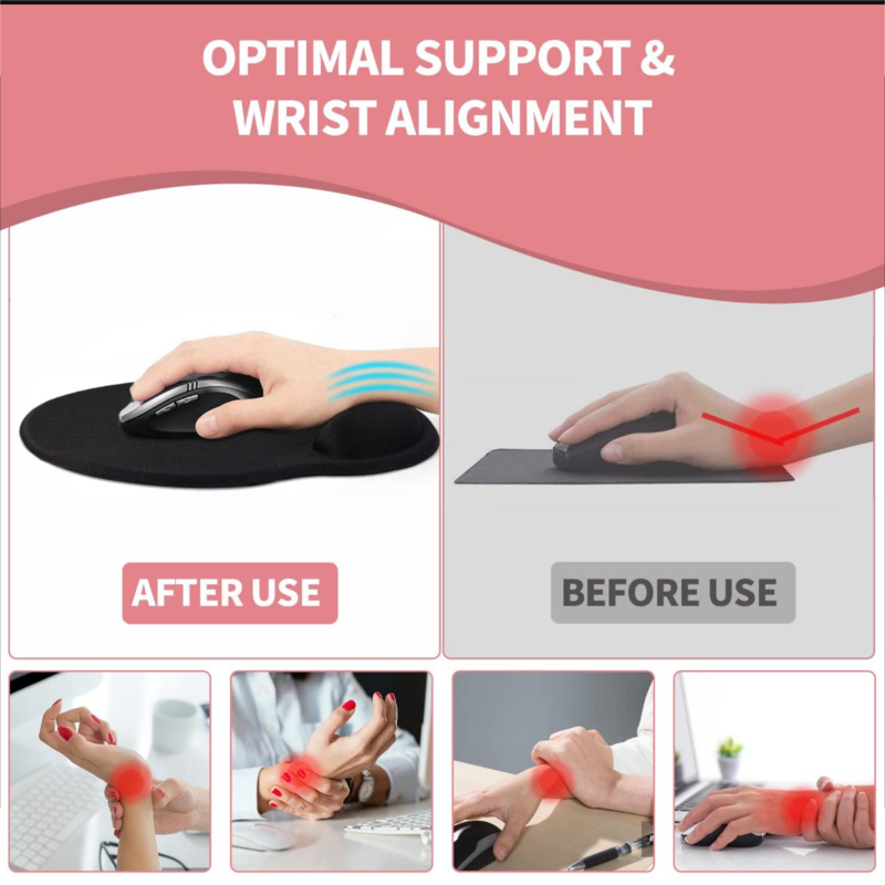 Ergonomic gel mouse pad with Wrist Rest Non-slip PU Base (Rose)