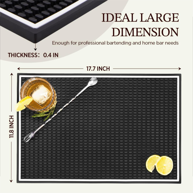 Rubber countertop home bar mat - for mixing, glass drying and spill-proofing