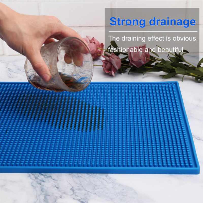 45 cm x 30 cm blue rubber bar mat, stylish and beautiful to meet the needs of every bartender