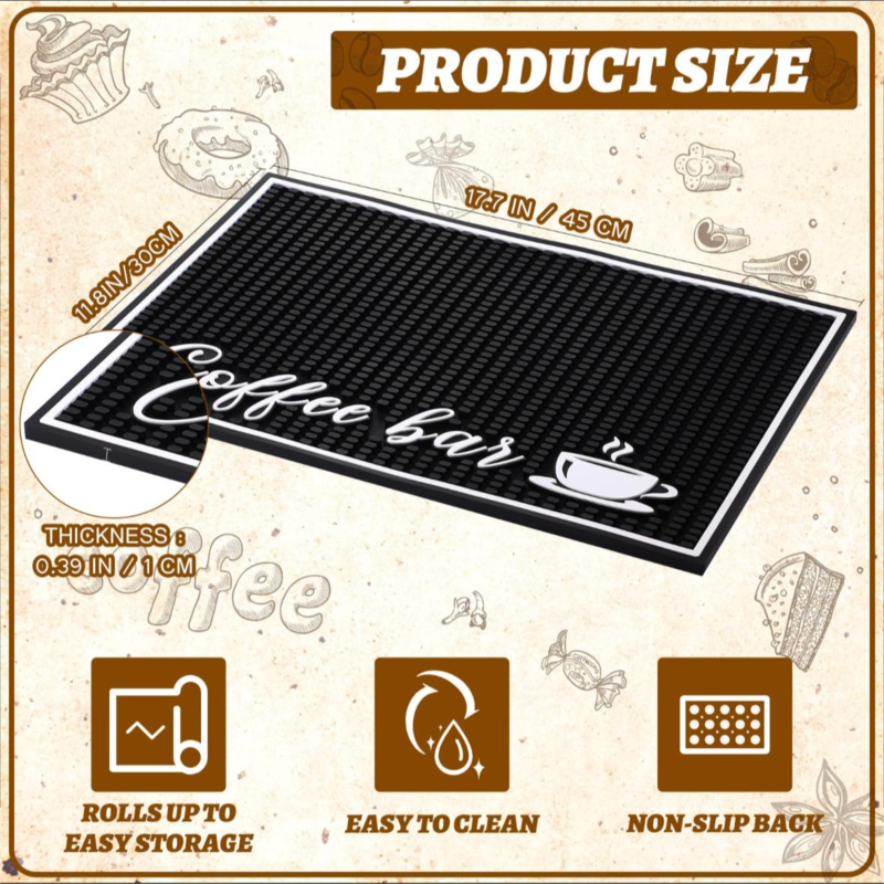 Stylish 45 x 30 cm service bar mat with 1 cm thick bar accessory coffee machine mat