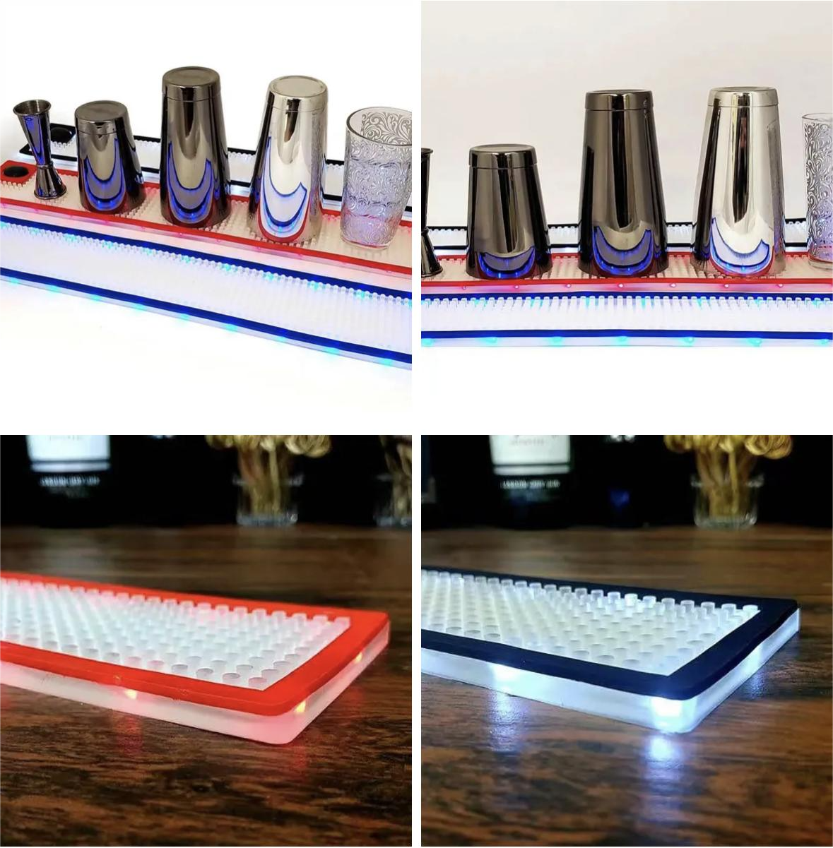 Rectangular, square, round can be customized size brand pattern soft PVC material bar LED bar mat