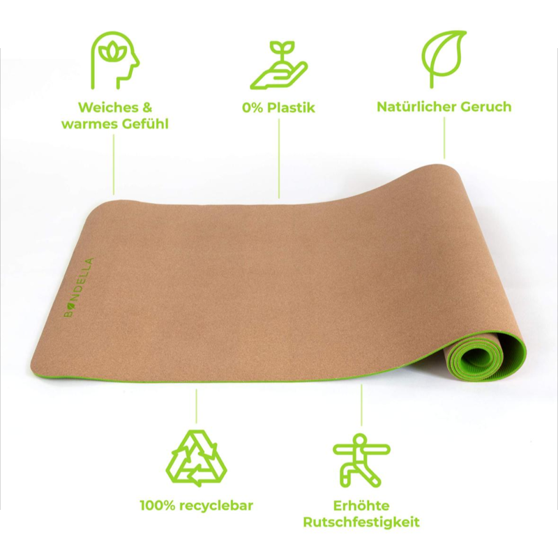 High quality cork yoga mat non-slip without harmful substances 183x61 cm